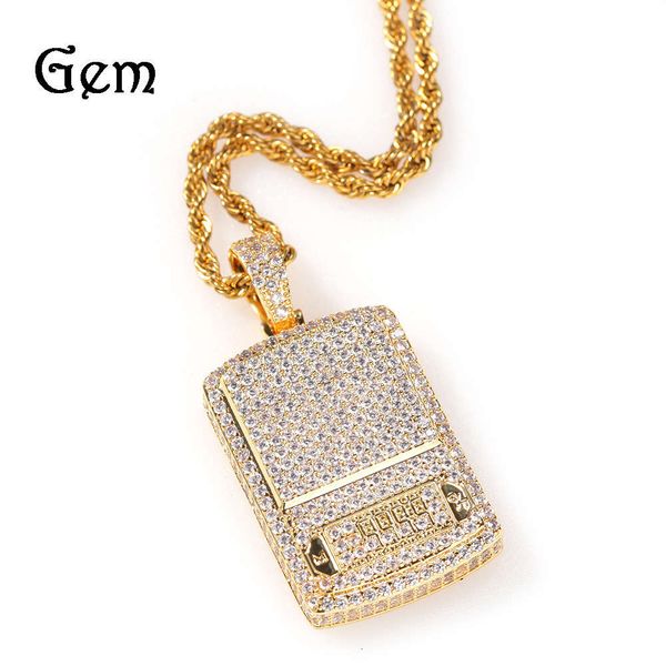 

hip hop new fashion micro zircon digital scale men's pendant necklace rap dj accessories, Silver