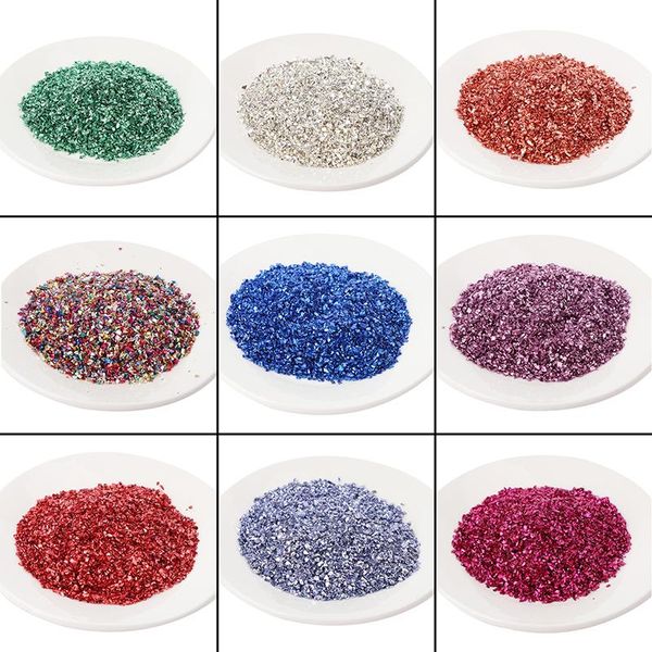 

nail art decorations fake gold stone flakes metallic glass glitter sprinkles for resin jewelry making, Silver;gold