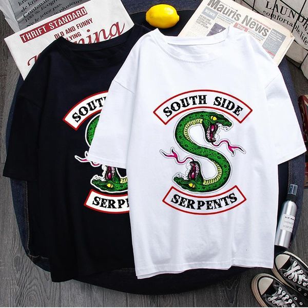 

riverdale southside serpents harajuku t shirt women snake print t-shirt ullzang funny cartoon tshirt 90s fashion tees female, White