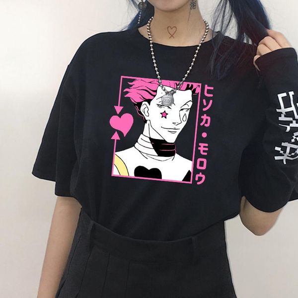 

women's t-shirt hisoka morow short sleeve dark style women harajuku japanese anime x fun cartoon casual gothic, White