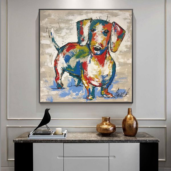 Hunde-Poster und Drucke, abstrakte Leinwandmalerei, Tier, moderne Heimdekoration, kein Rahmen, Wandkunst, Bilder für Wohnzimmer