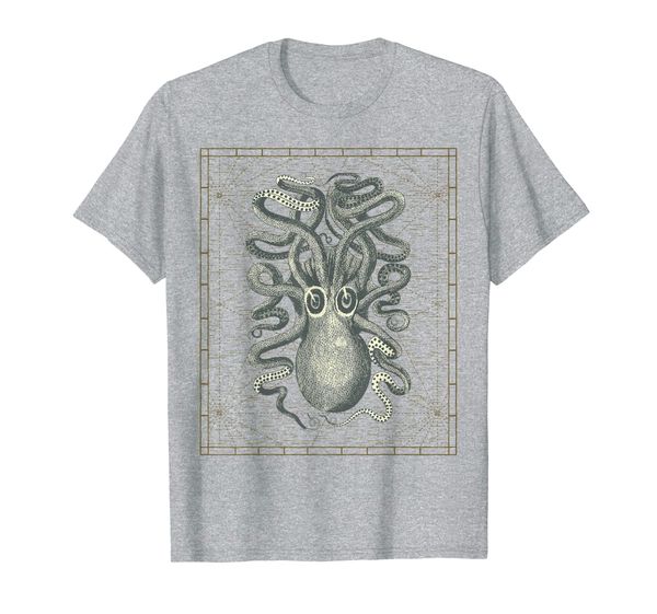 

the kraken - ocs t-shirt giant squid vintage sea monster, White;black