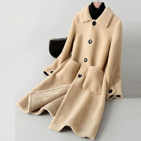 

women's fur & faux women real wool cashmere long slim fashion style autumn winter thick warm coat a096, Black