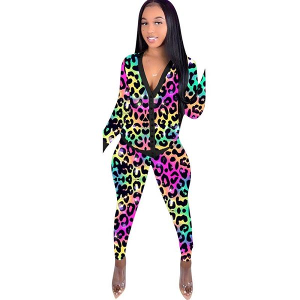 

colored leopard boot two female garments combined with cleavage on and thin pancil pants suit fall fashion new street 3zsz, Gray