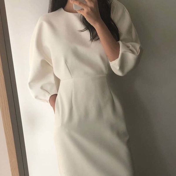 

color feminine thin midi dress elegant ladies'office dresses ap07, Black;gray