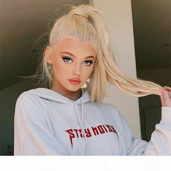 

cute 613 blecah blonde ponytail 100g 120g remy human hair magic wrap around pony tail clip in 100% human hair extensions horsetail stragiht, Black