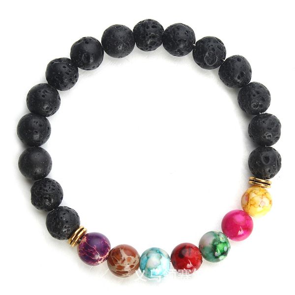 

men volcano stone fashion beads elastic bracelet 2021 ell gift bracelet, Black