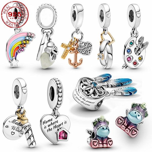 

other 925 sterling silver colorful rainbow pendant diy fine beads fit original charm bracelet jewelry