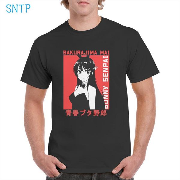 

men's t-shirts retro red girl senpai mai sakurajima t shirt harajuku asthtetic casual cartoon anime graphics clothes, White;black