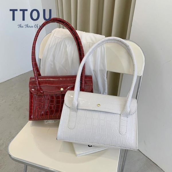 

evening bags brand designer shoulder women crocodile pattern pu leather handbags retro simple underarm bag trending female small totes