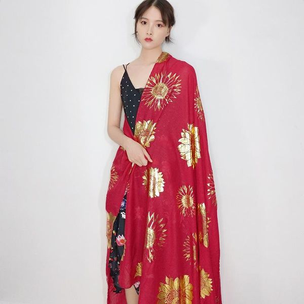 

scarves ladies large female retr red scarf shawl flowers pattern vintage gilding 180x130cm spring summer thin sunscreen decorations, Blue;gray