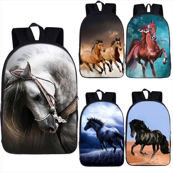 

elegant animal horse print backpack for teenager boys girls children school bags lapwomen men daypack rucksack