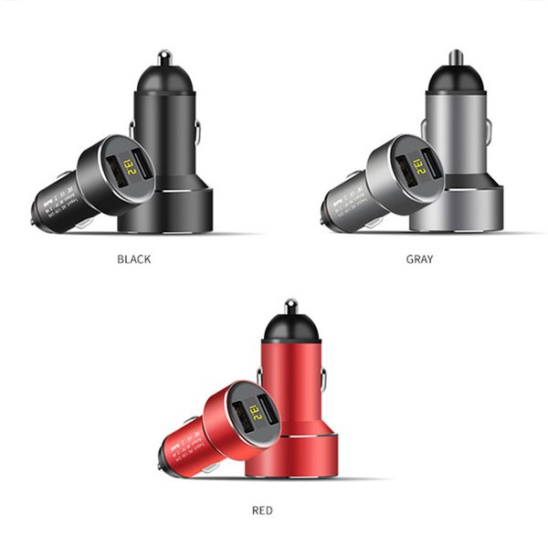 

dual usb car charger vehicle charging 2.4 digital display chargers for cars multi-function mp3 phone camera pc 1000pcs