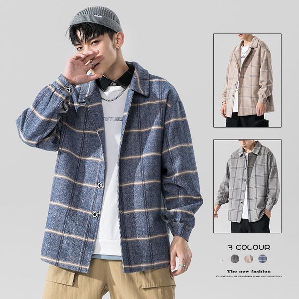 

2021 new men's wool fashion combines streetwear bomber long seees crocheted jackets printing outerwear size large m-5xl 5zy8, Black;brown
