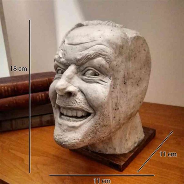 Sculpture Of The Shining Bookend Library Heres Johnny Resin Desktop Ornament Book Shelf 210911