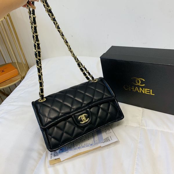 

5a handbag women's cross body bags brand luxury designer leather v-patterned gold chain 25.5 cm striped purse