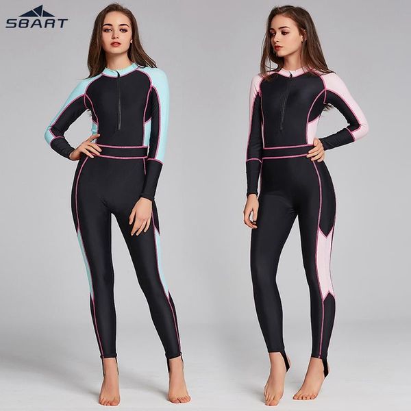 

one-piece suits sbart women long wetsuit female diving beach swimsuit snorkeling jellyfish protect elastic zipper rash guard sun block