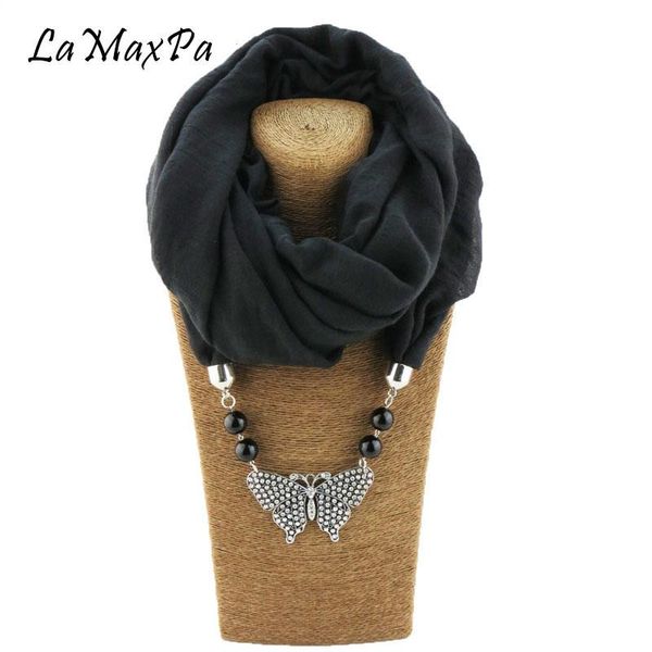 

scarves lamaxpa 2021 est women fashion alloy necklaces pendant scarf ladies fashionable charms butterfly jewelry accessories, Blue;gray