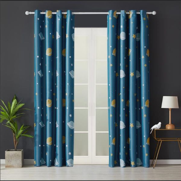 

curtain & drapes cartoon blue planets curtains for kids bedroom modern blackout living room kindergarten classroom window
