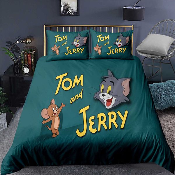 

cartoon cat and mouse 3d printing colorful bedding sets duvet cover-88
