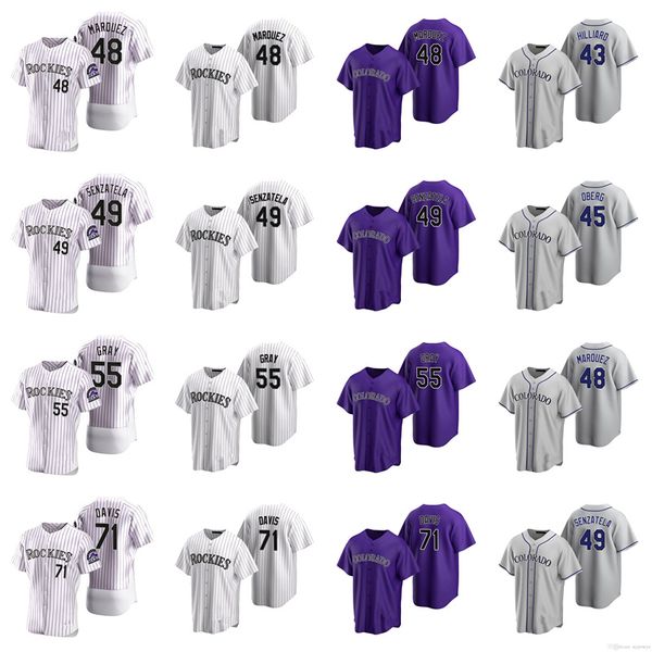 

custom colorado 28 nolan arenado 19 charlie blackmon 48 german marquez 49 antonio senzatela 71 wade davis 8 josh fuentes baseball jerseys, Blue;black