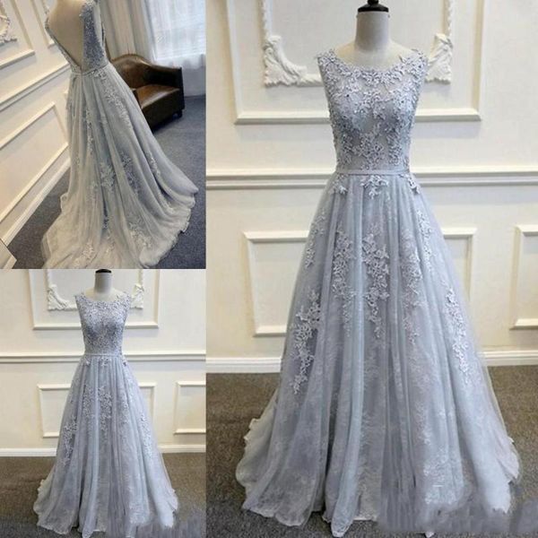 

party dresses luxurious scoop long evening tulle backless sweep train appliques formal gowns special occasion dress, White;black