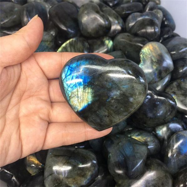 

party favor crystal labradorite palm stone healing pendant heart shaped ocean blue moonstone quartz gemstone stones shape