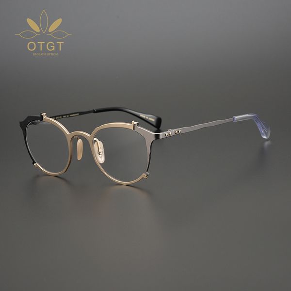 

design glasses japanese designer's two-color irregular shaped spectacle frame, White;black