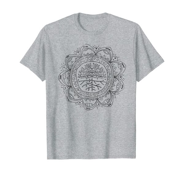 

zen tree mandala t-shirt spiritual yoga meditation black, White;black