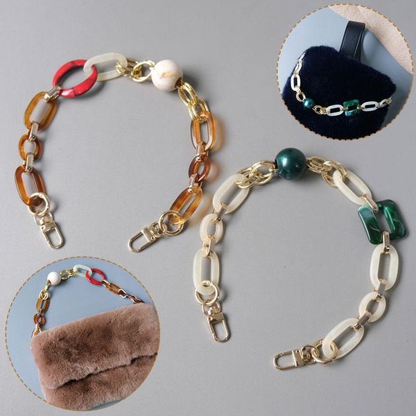 

bag parts & accessories fashion woman handbag accessory white acrylic resin chain luxury short strap women shoulder cute clutch chains, Black