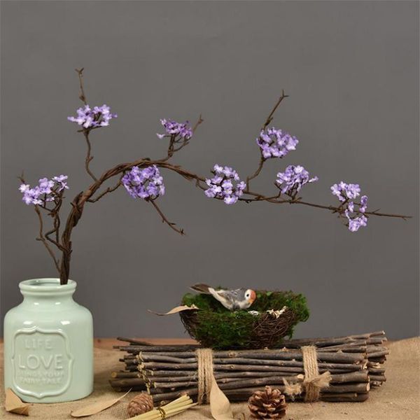 

flone 8 fork flower branches aritificial cherry blossoms rattan silk simulation fake flowers room home party wedding decor