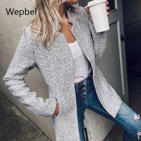 

women's jackets wepbel thick short woolen coat women autumn long loose solid color open stitch outwear coats female fashion jacket, Black;brown