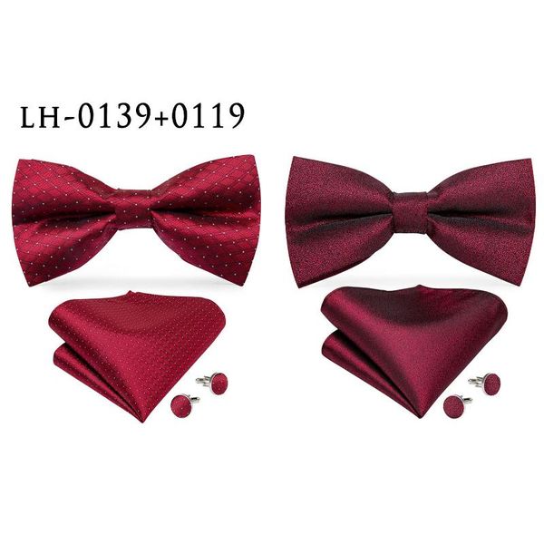 

bow ties 2 pack mens silk tie set fashion british blue red solid bowties for wedding party bussiness homme suit vest tuxeo accessory, Black;gray