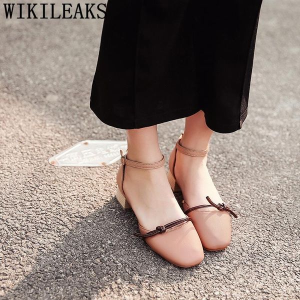 

dress shoes elegant ladies high heels sandals women mary jane low heel thick chaussures femme zapatos mujer 2021, Black