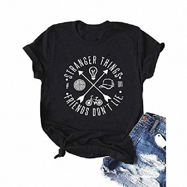 

stranger things t-shirt womens funny graphic tees summer casual beige  s8qs#, White