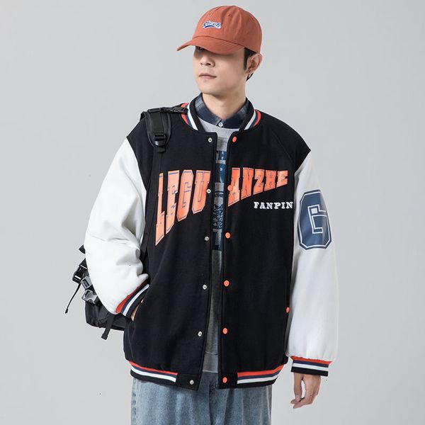 

2021 autumn winter new baseball man casual oversize graphic printed coats hip hop japanese style men's jacket 96ly, Black;brown