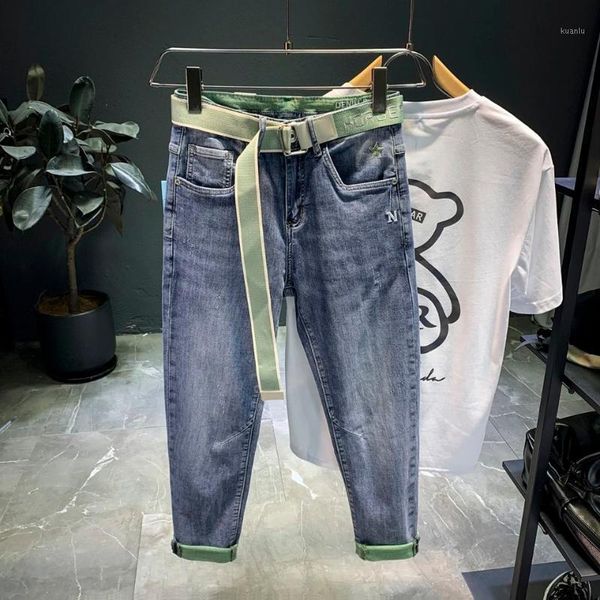 

men's jeans japanese ins classic advanced stretch blue hip hop style business fashion denim slim fit jean trousers male brand pants