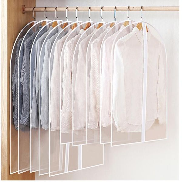 

clothing & wardrobe storage clothes hanging dust cover garment dress suit coat bags 100% transparent washable bag