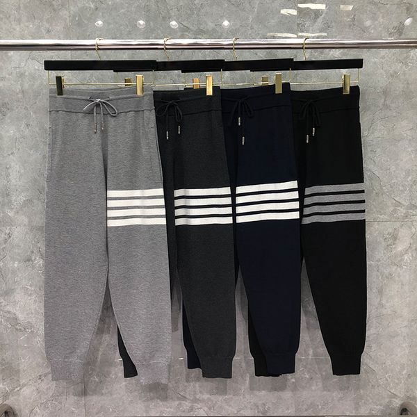 

men's pants 2021 winter men's sports pants, elastic knitted leisure, wool, running, Black