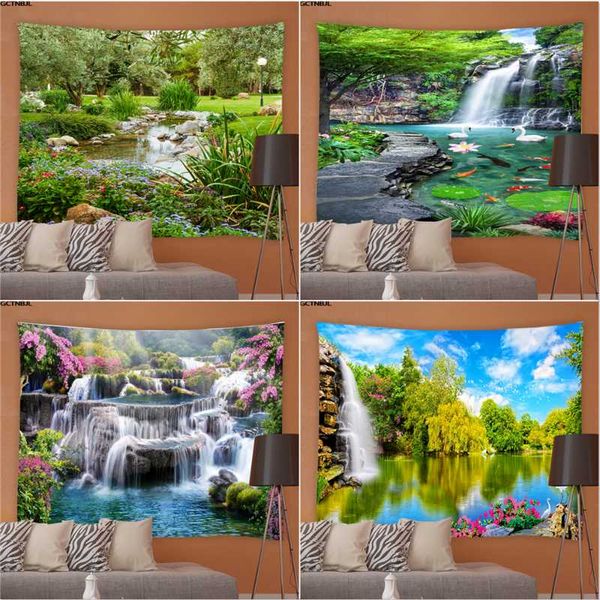 

tapestries 3d natural scenery wall tapestry hippie large hanging forest waterfall landscape bedroom dormitory garden home decor