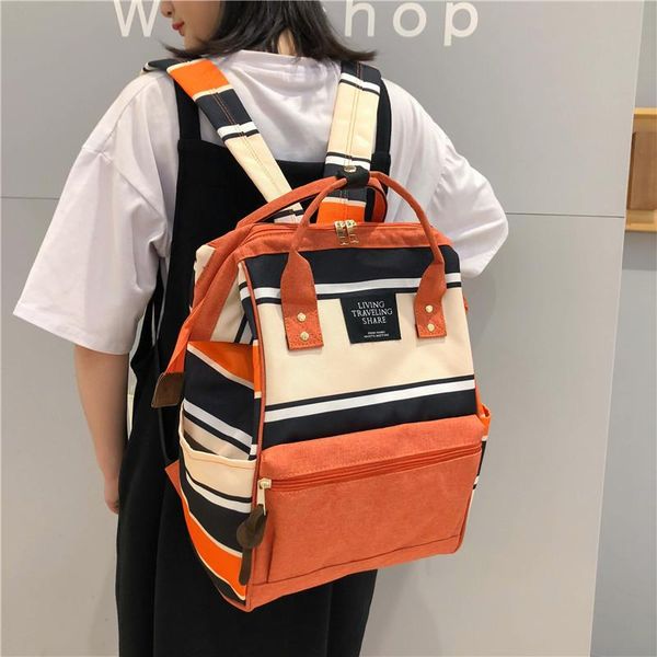 

backpack striped women's bag school outdoor canvas kawaii bags for teenage girls