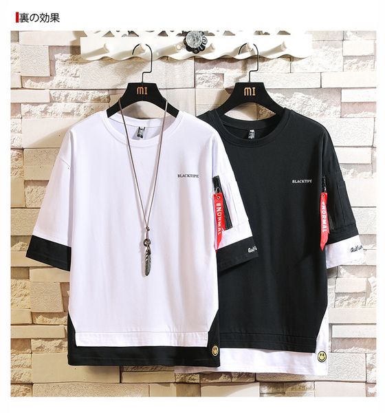 

half manga short fashion the neck print male cotton 2021 summer clothes t-shirt more asian size m-5x. kz8o, White;black