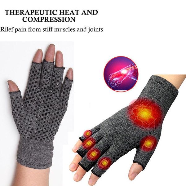 

fingerless gloves 2021 brand fashion 1 pair anti slip arthritis hand pain relief finger compression, Blue;gray