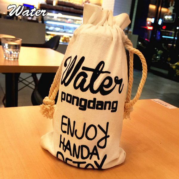 

creativity design water cup bag canvas bag custom logo bottle drawstring pocket