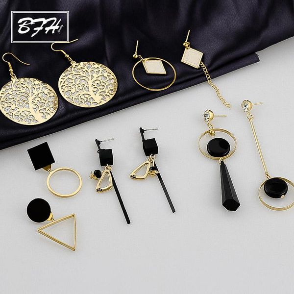 

dangle & chandelier bfh fashion simple round triangle drop earrings for women vintage big asymmetric geometric gold earring jewelry, Silver