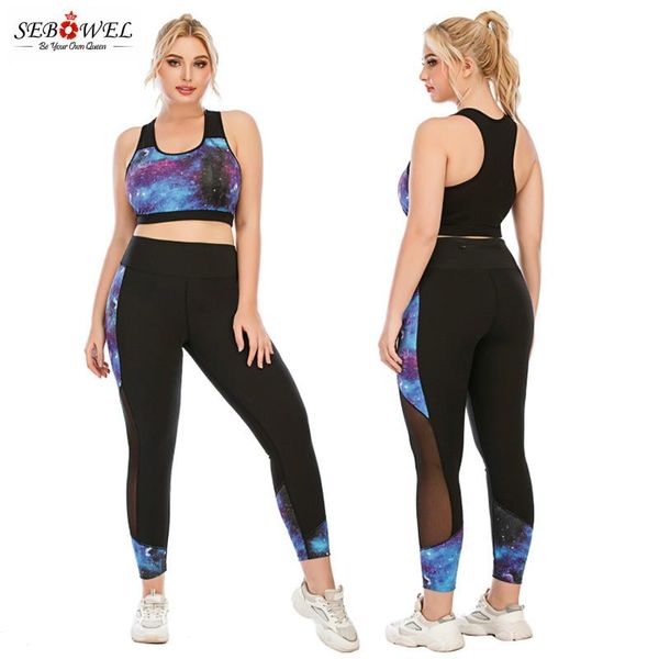 

yoga outfit sebowel women's sportswear set large size workout clothes athletic wear sports gym legging fitness bra crop tracksuit