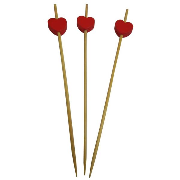 

forks 100pcs bamboo fruit picks disposable cocktail toothpicks sandwich pick sticks party supplies (red)