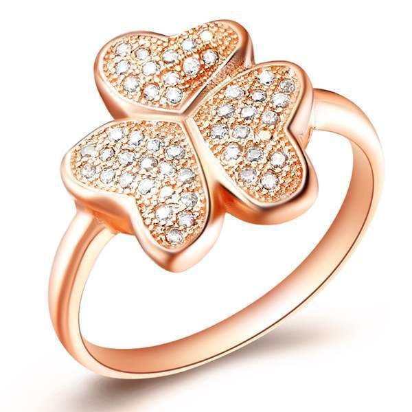 

18k platinum plated austrian crystal ring with 925 sterling silver micro set clover rings designer jewelry for women, Golden;silver