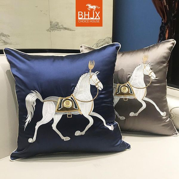 

cushion/decorative pillow light luxury european-style war horse cushion high-quality chinese embroidery living room sofa backrest decor core