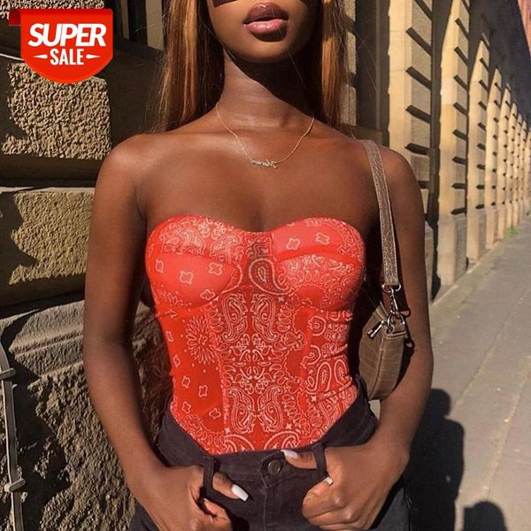 

hirigin bandana print corset crop for women fashion y2k clothes club wear off shoulder trendy cute bustier tank #dt1u, White